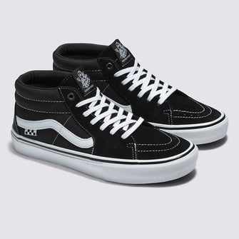 Tênis Skate Grosso Mid Black White Emo Leather